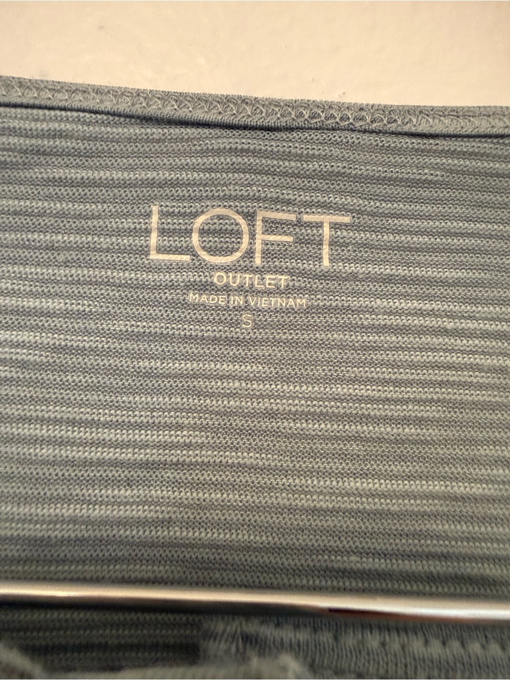 LOFT Short Sleeve Henley Top in Dusty Teal Stripe - Picture 2 of 4